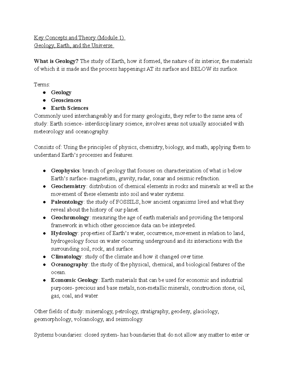 Earth Science Module 1 and 2 Notes - Key Concepts and Theory (Module 1 ...
