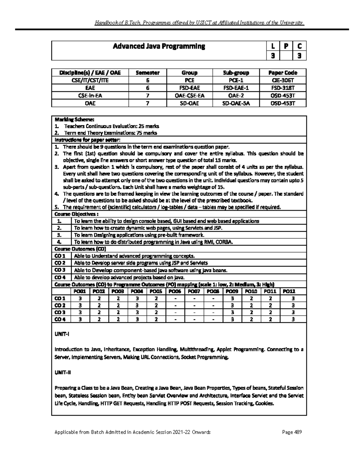 Ajava syllabus - Tutorials - Information technology - Handbook of B ...