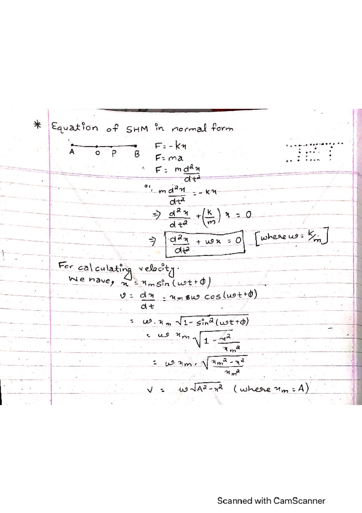 Differential Equations of Simple Harmonic Motion (PHYS 101) - Studocu