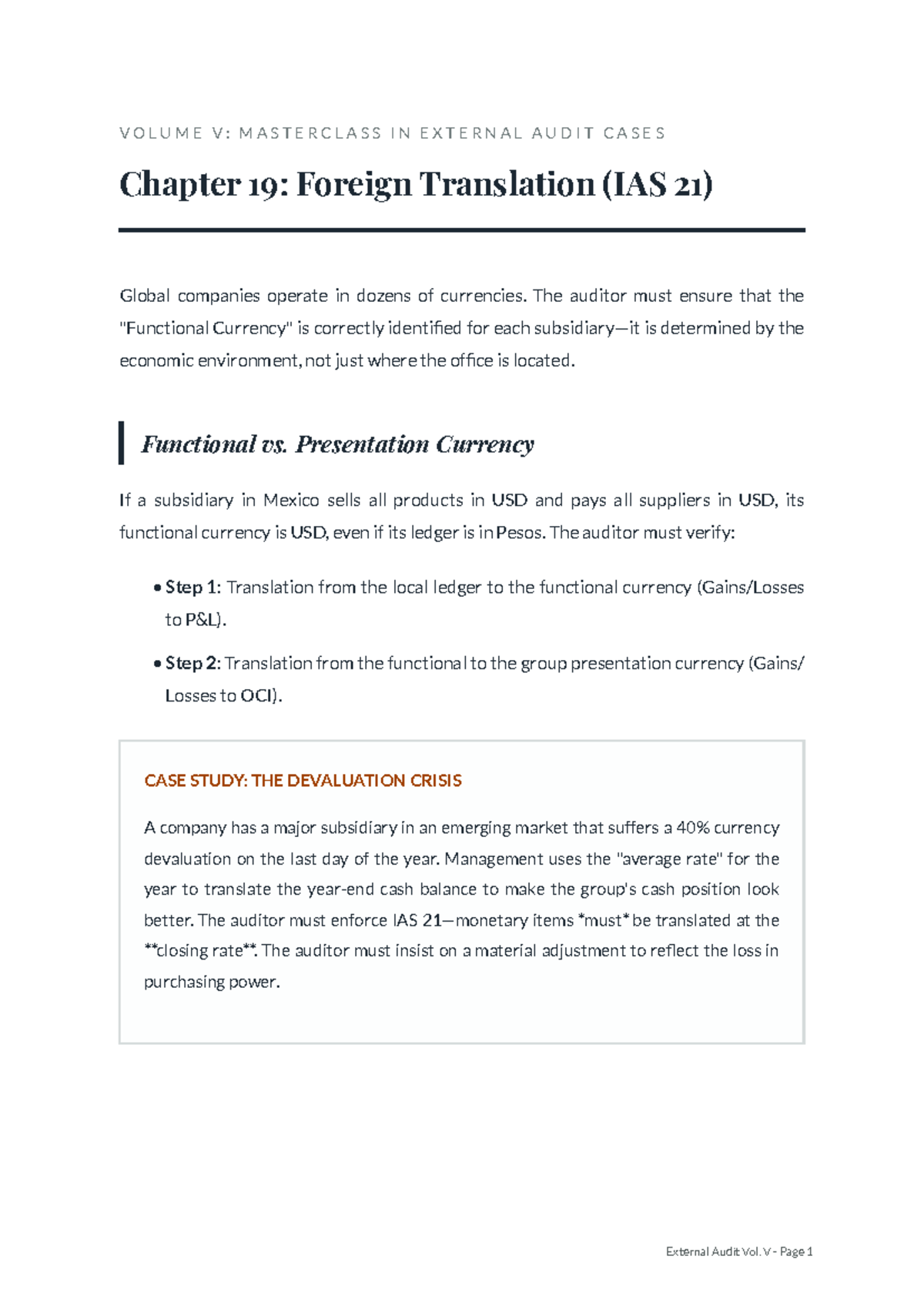 External Audit V: Ch 19 - FX Translation & IAS 21 Insights - Studocu