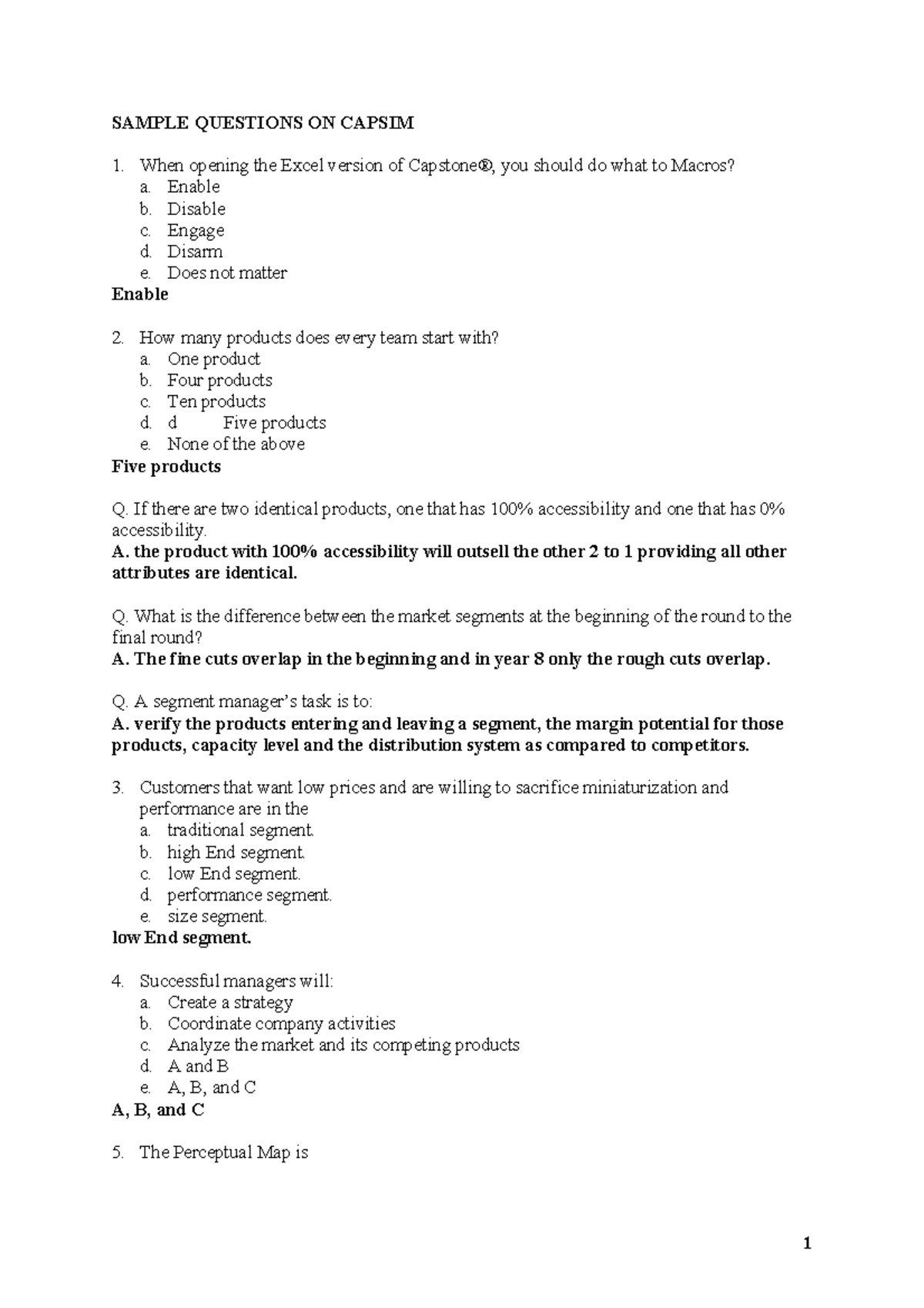 Capsim 324661733 Practice Questions for Simulation Preparation - Studocu