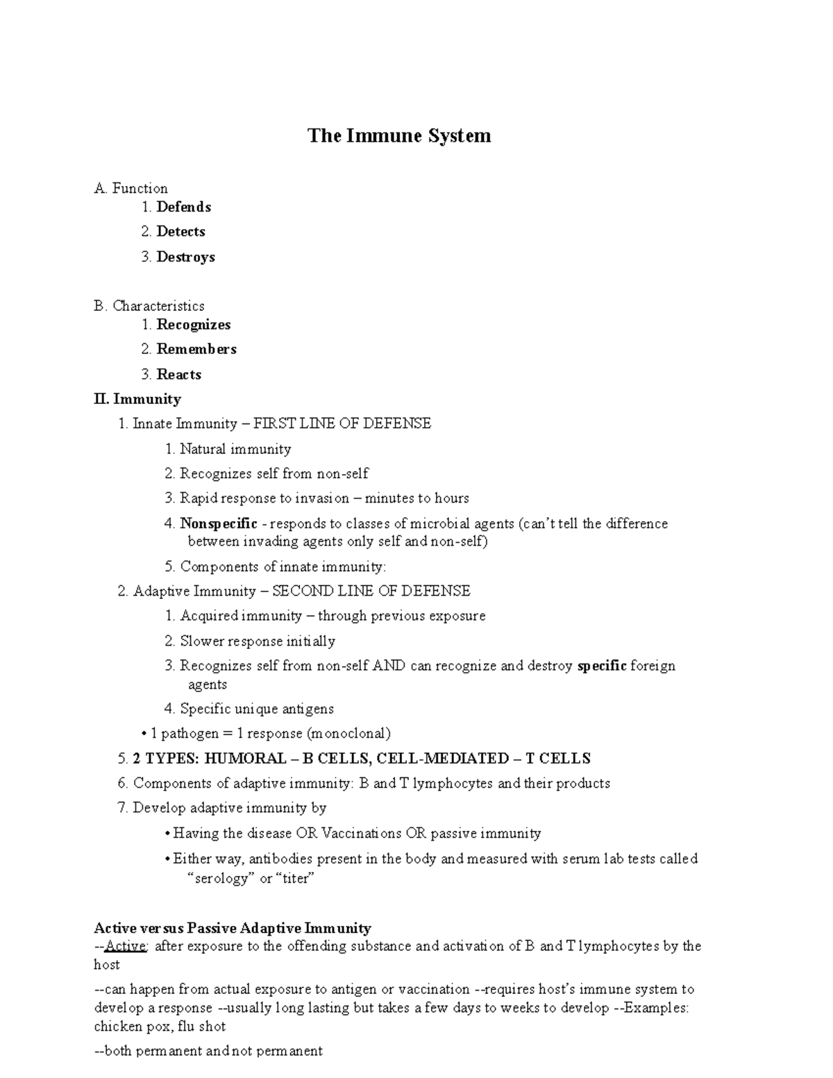 Immunology Study Guide: The Immune System Overview (BIO 101) - Studocu