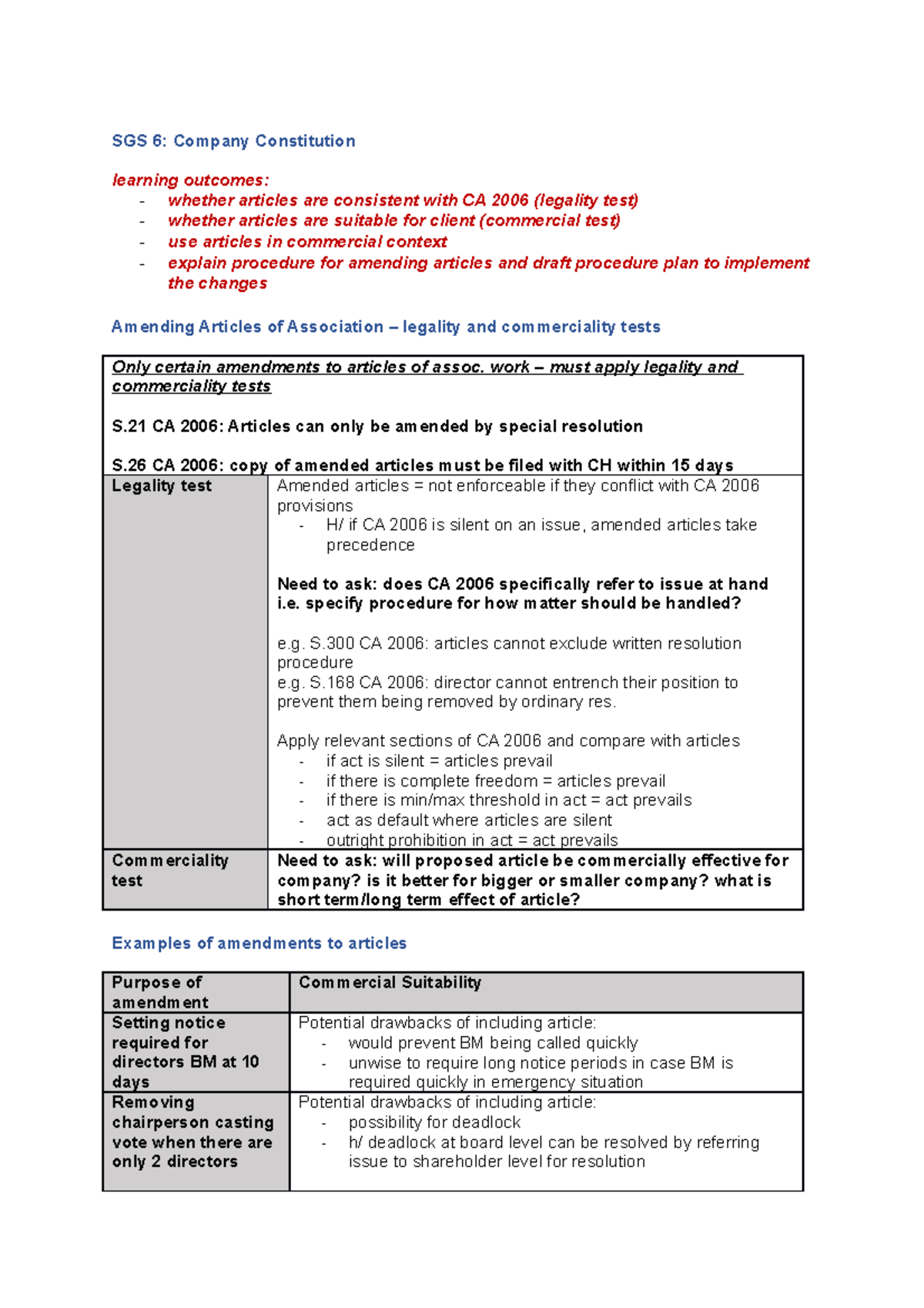 SGS 6 - SGS 6 BLP consolidated notes - SGS 6: Company Constitution ...