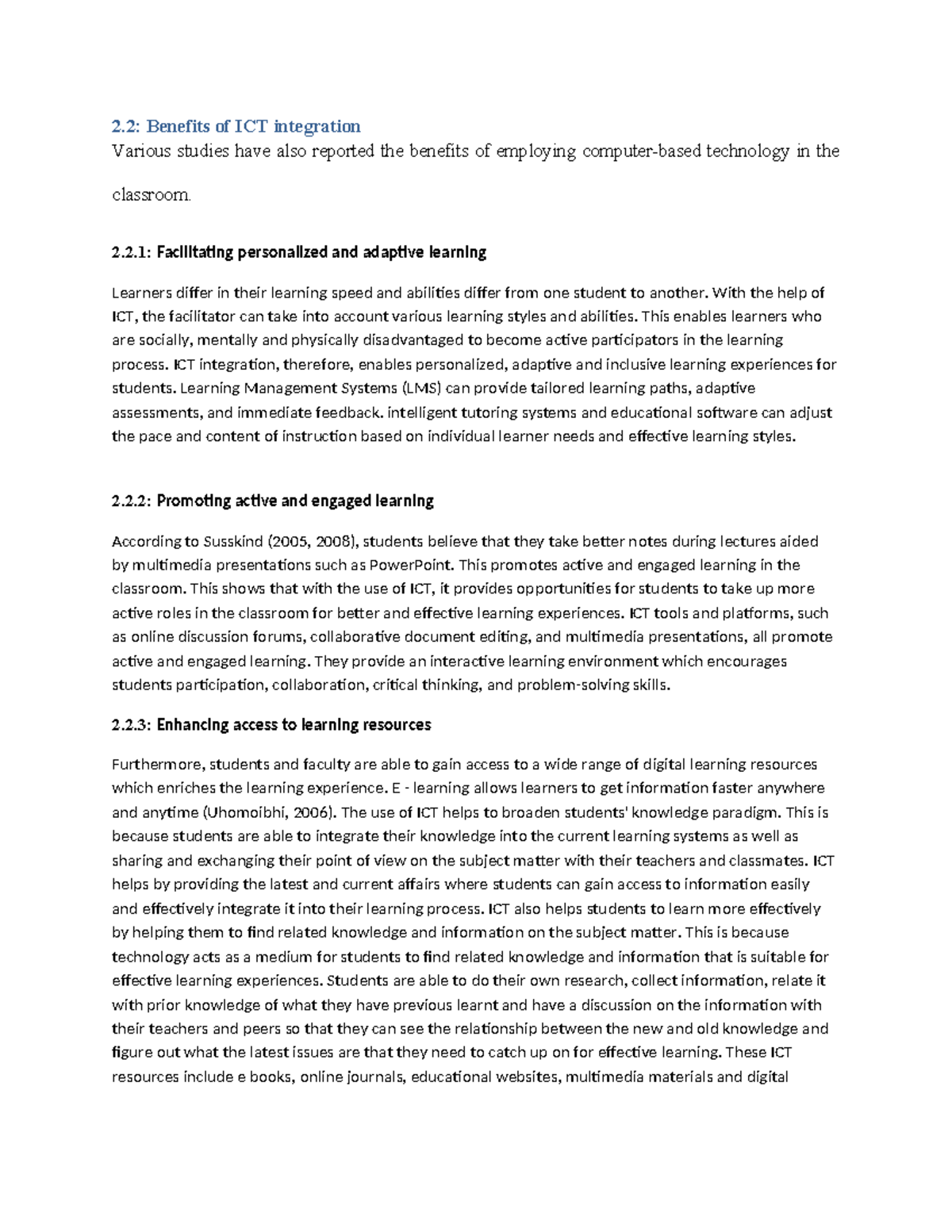 2.2 Benefits o - 2: Benefits of ICT integration Various studies have ...