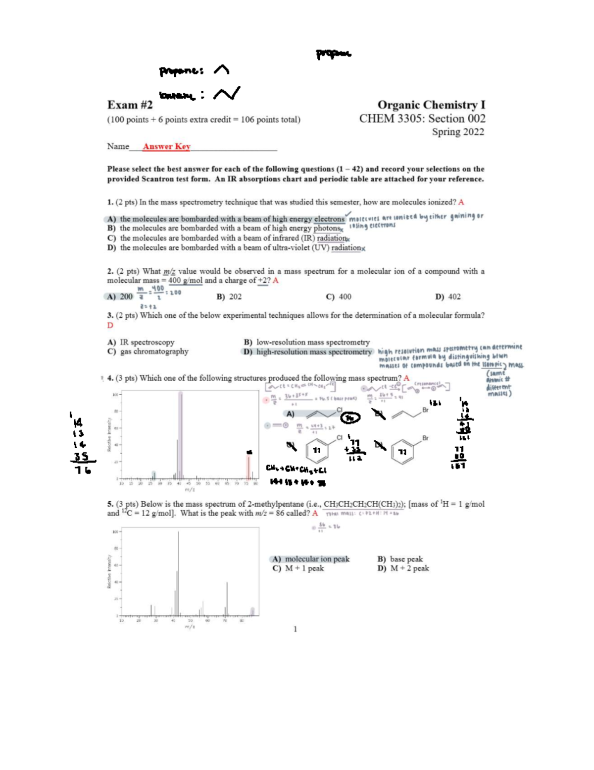 Exam Review Organic Chemistry I Chem 3305 Answer Key Key