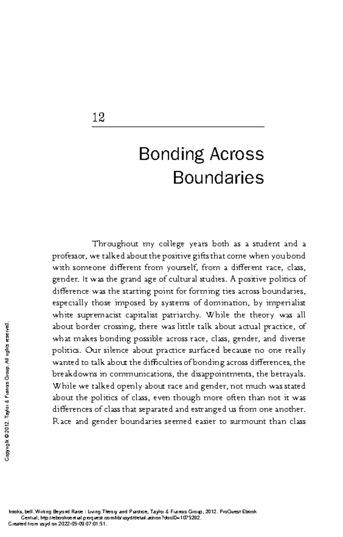 Writing Beyond Race Living Theory and Practice - 12 Bonding Across ...