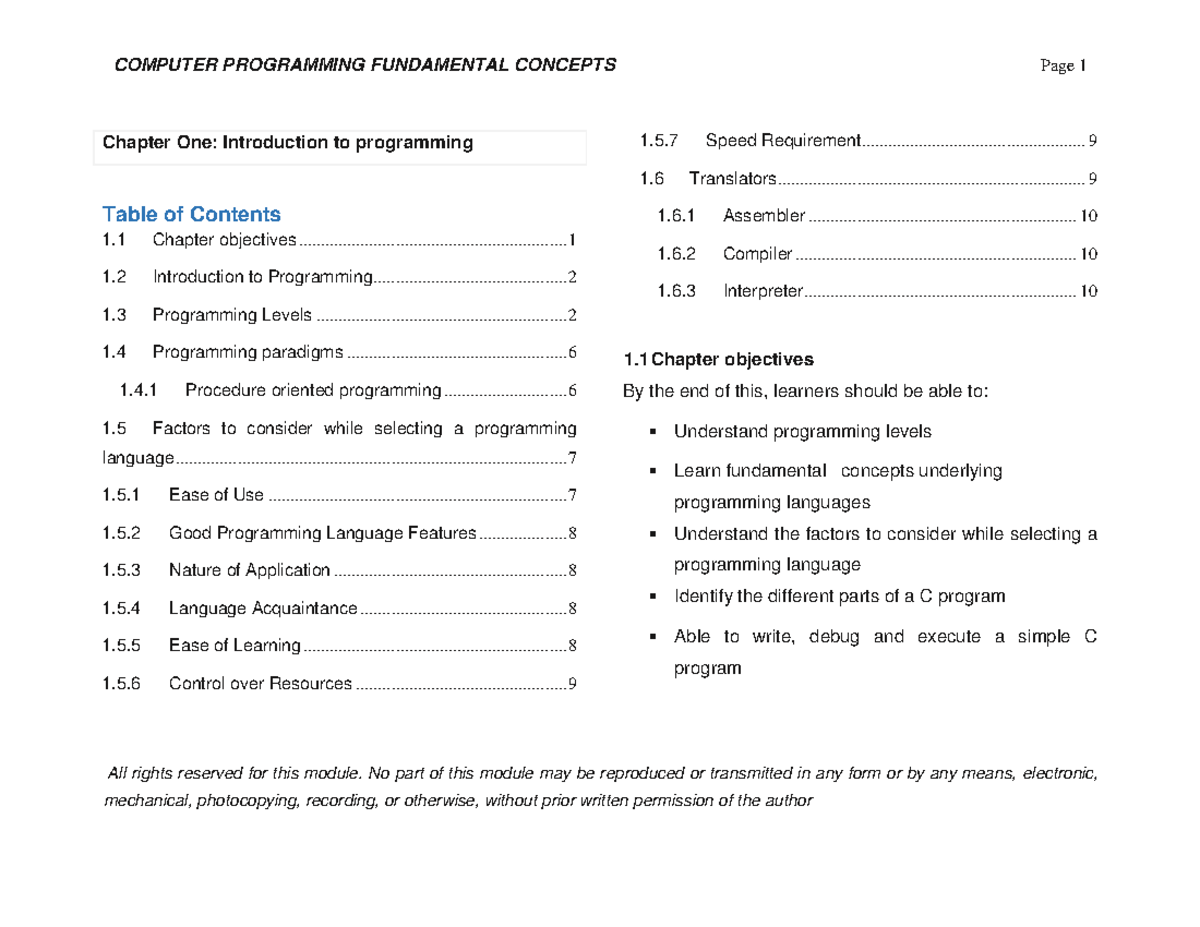 COMP 101: Chapter 1 - Introduction to Computer Programming Concepts ...