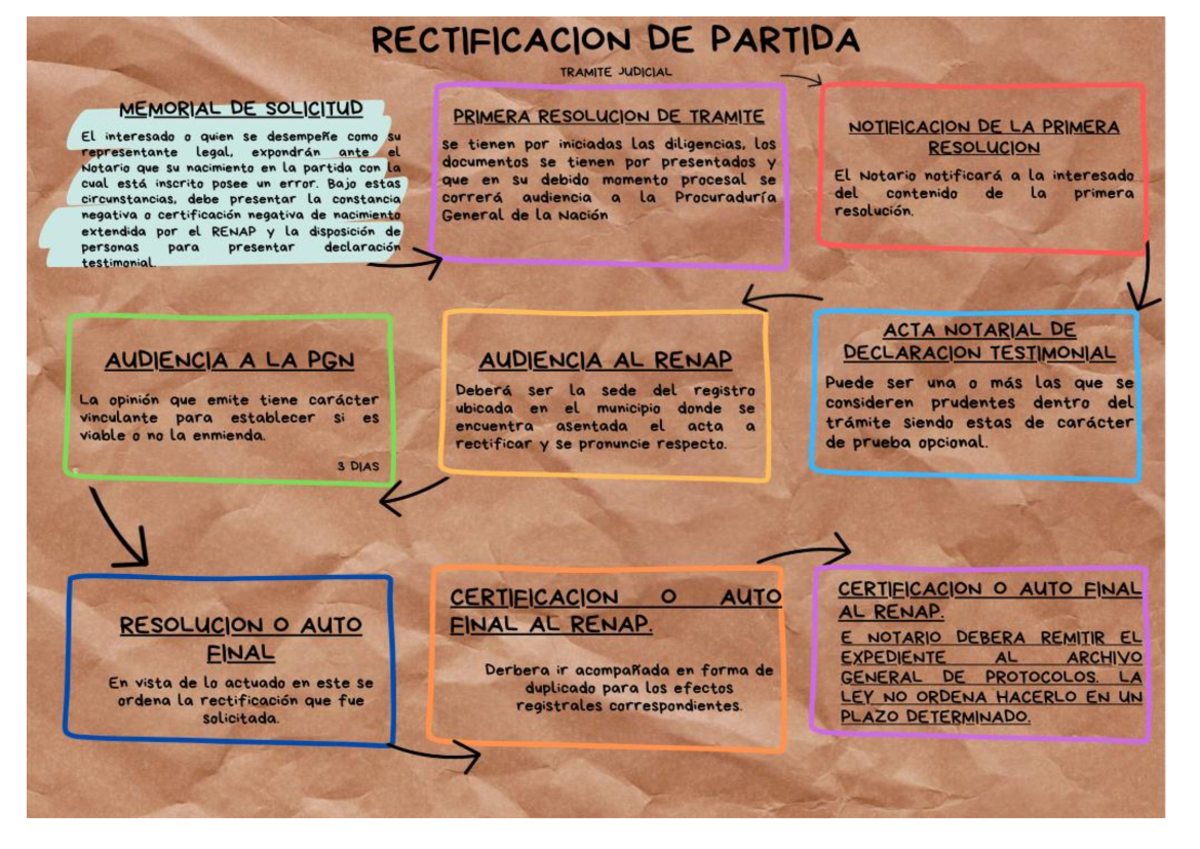 ESQUEMA DEL PROCESO DE RECTIFICACIÓN JUDICIAL DE PARTIDA - Studocu