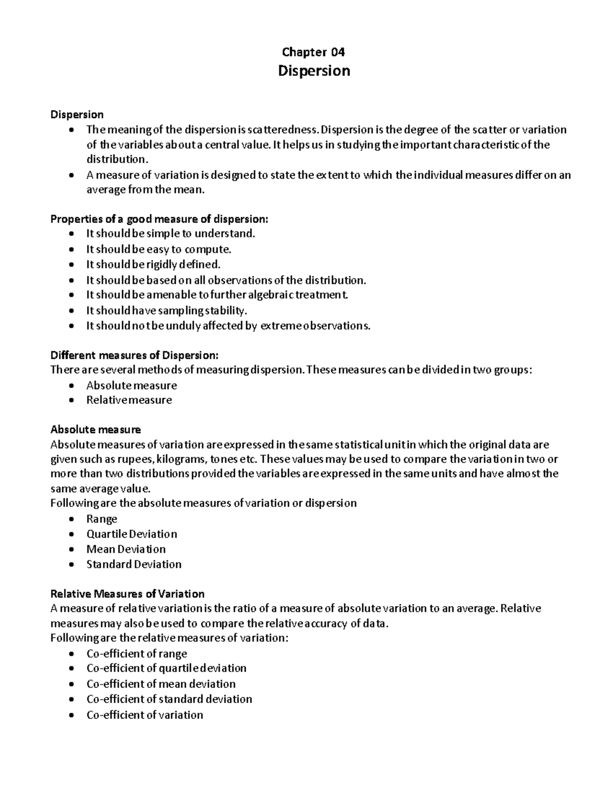 Chapter 4 - Lecture note of business statiatics - Chapter 04 Dispersion ...