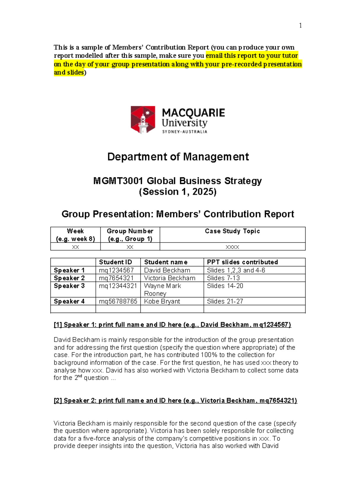 Members contribution report 2025 - 1 This is a sample of Members ...