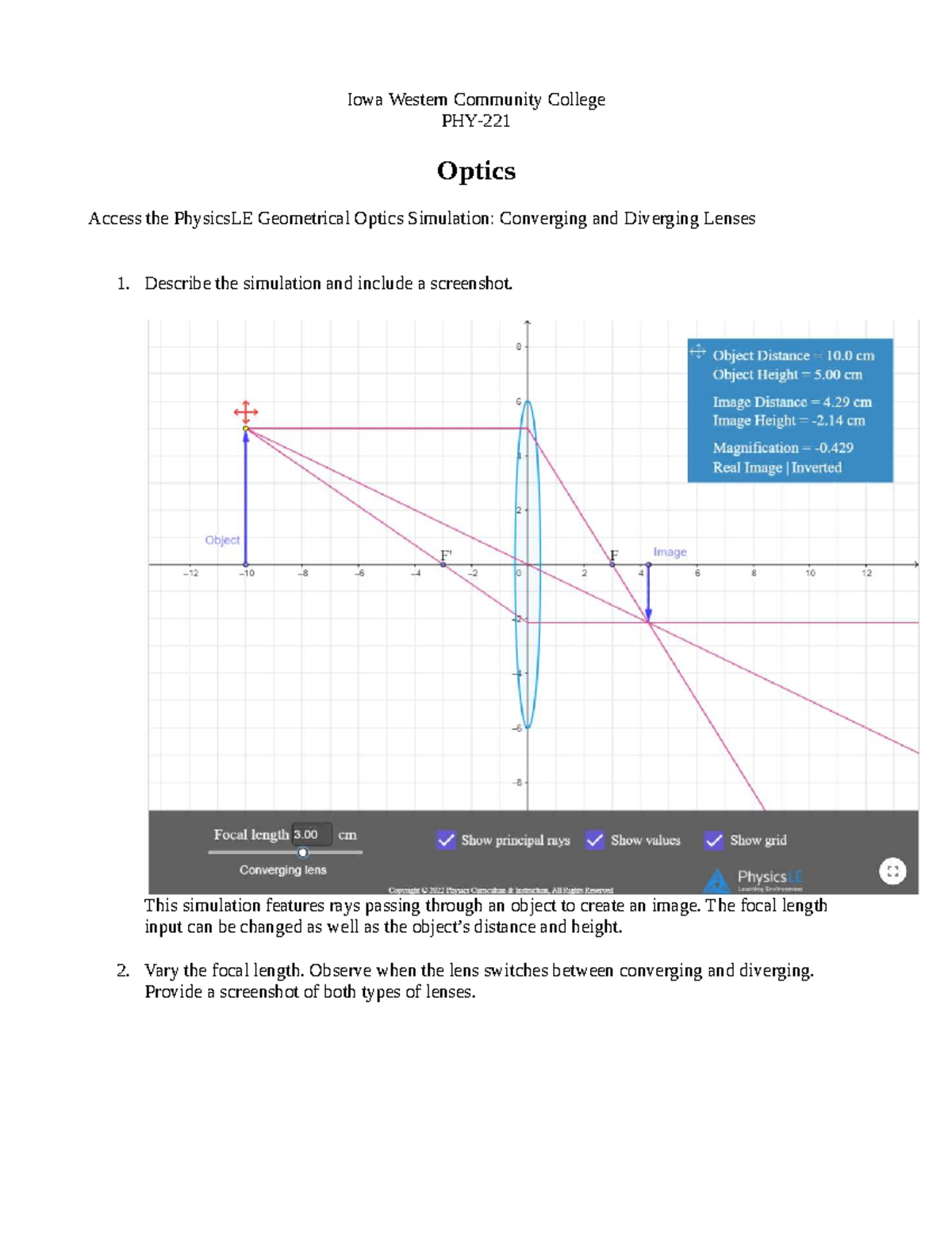 Chapter 33 Lab - PHY- Optics Access the PhysicsLE Geometrical Optics ...