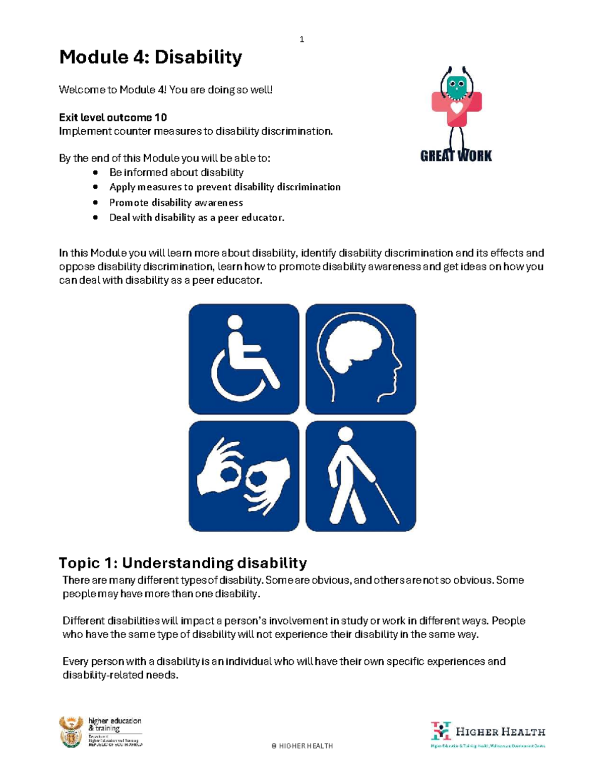 Module 4: Understanding and Promoting Disability Awareness in PEER ...