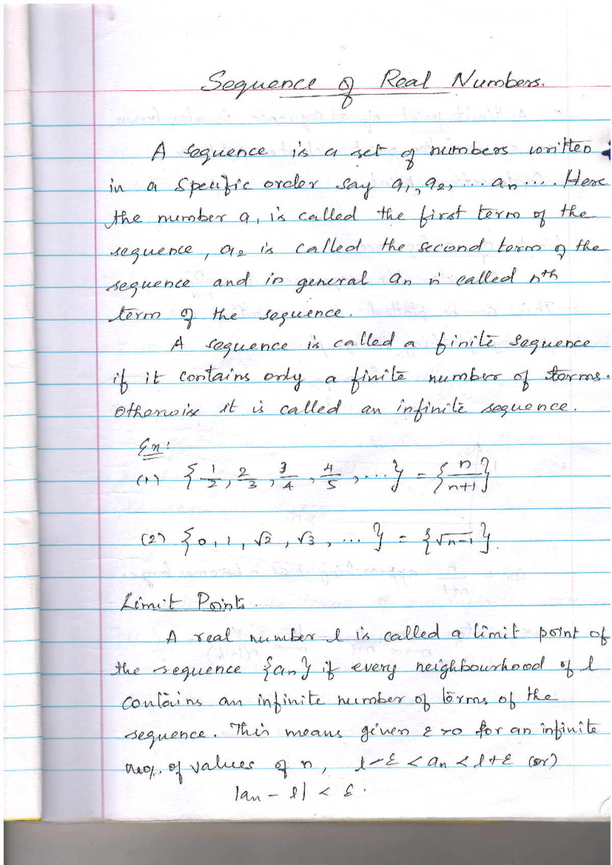 Unit-5 - Sequence and series - Sequence of Real Numbers. A sequence is ...