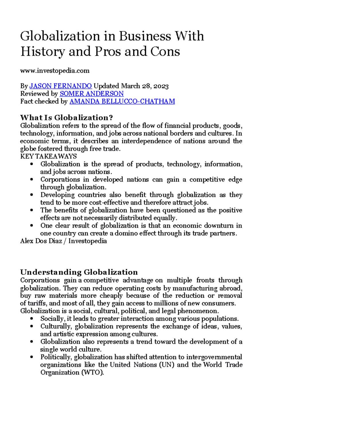Globalization in Business With History and Pros and Cons ...