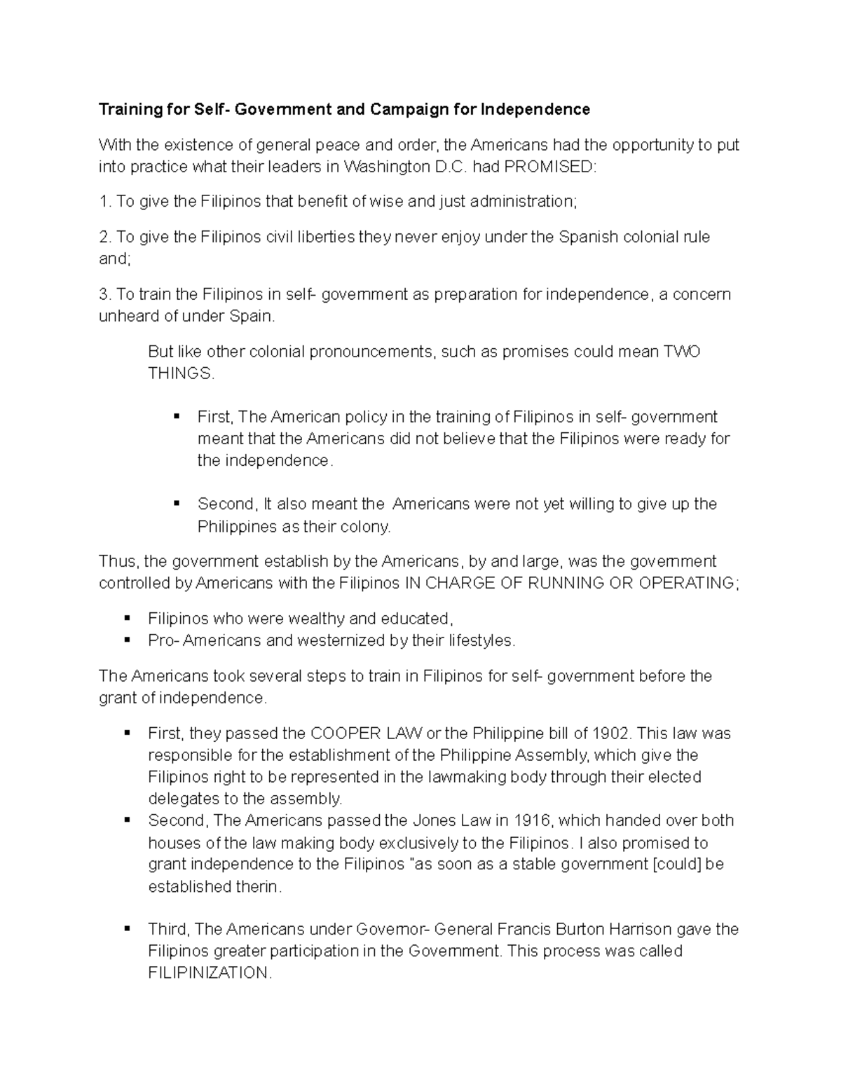 (6) Training for self-government and campaign for independence - Document Preview
