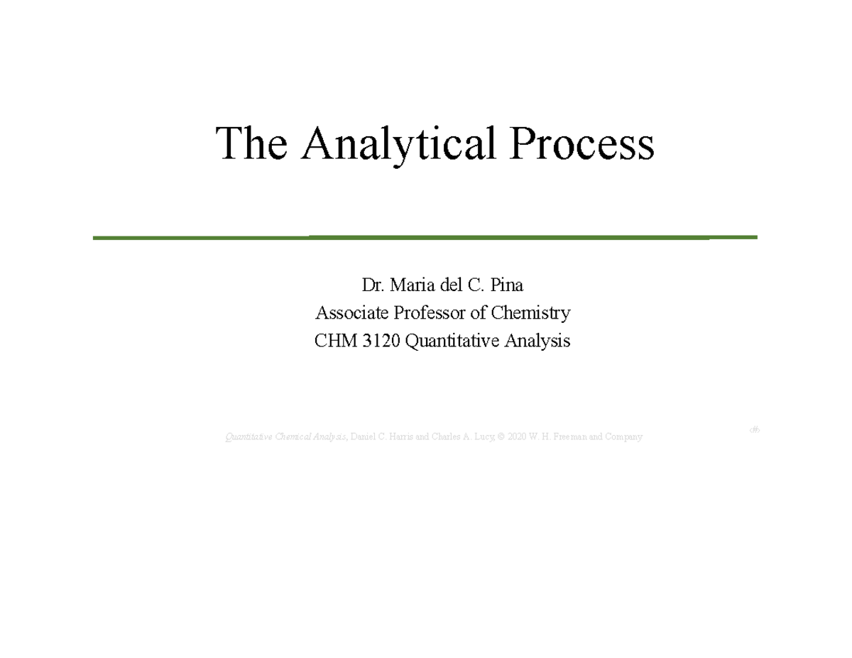 CHM 3120 Final Exam Review: Chapter 0 - Analytical Process in Chemistry ...