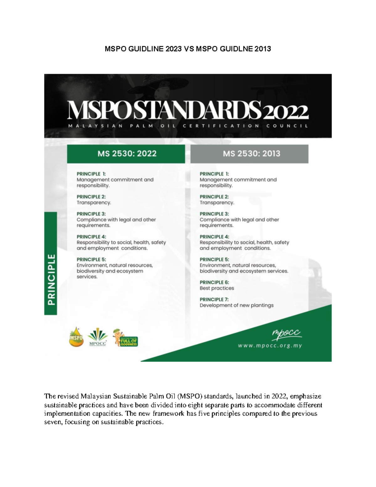 MSPO 2023 Guidelines Summary - Lecture Notes on Sustainable Practices ...