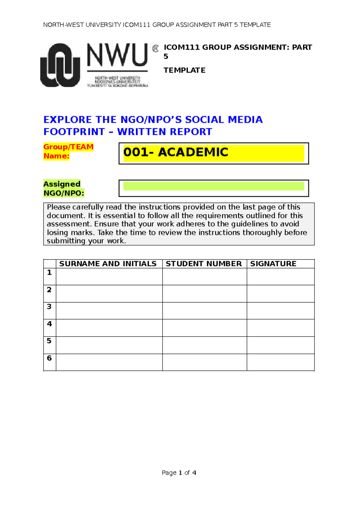 ICOM111 2025 Written Report Template 10 March 13 Feb 2025 - ICOM111 ...