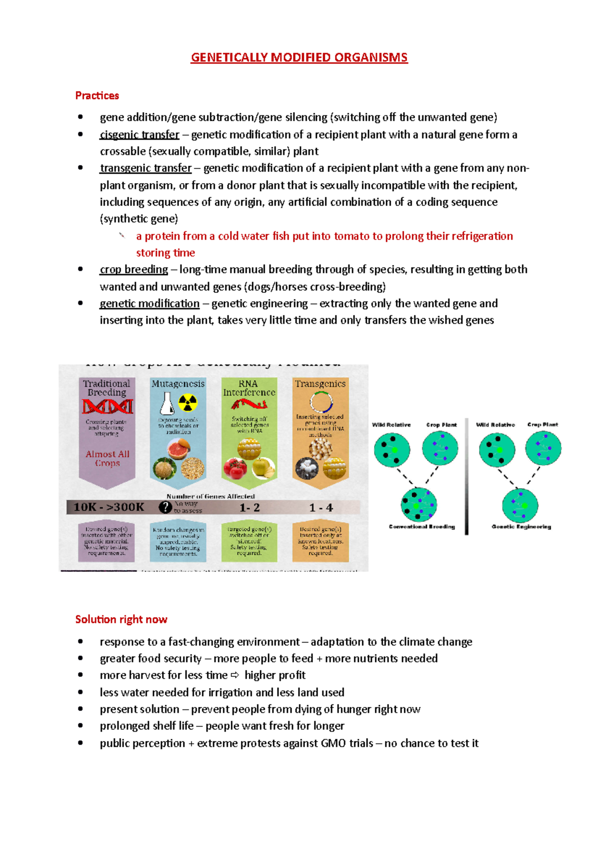 NOTES on Genetically Modified Organisms: Practices, Solutions, and ...