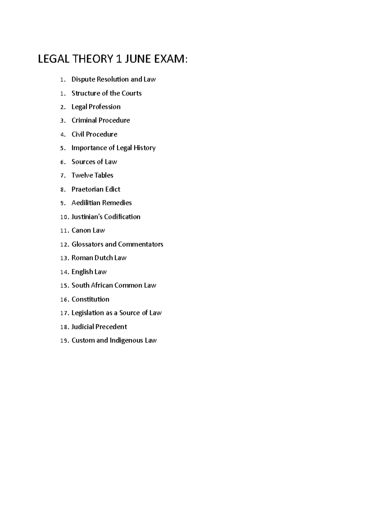 Legal Theory 1 JUNE EXAM Review and Key Concepts Analysis - Studocu
