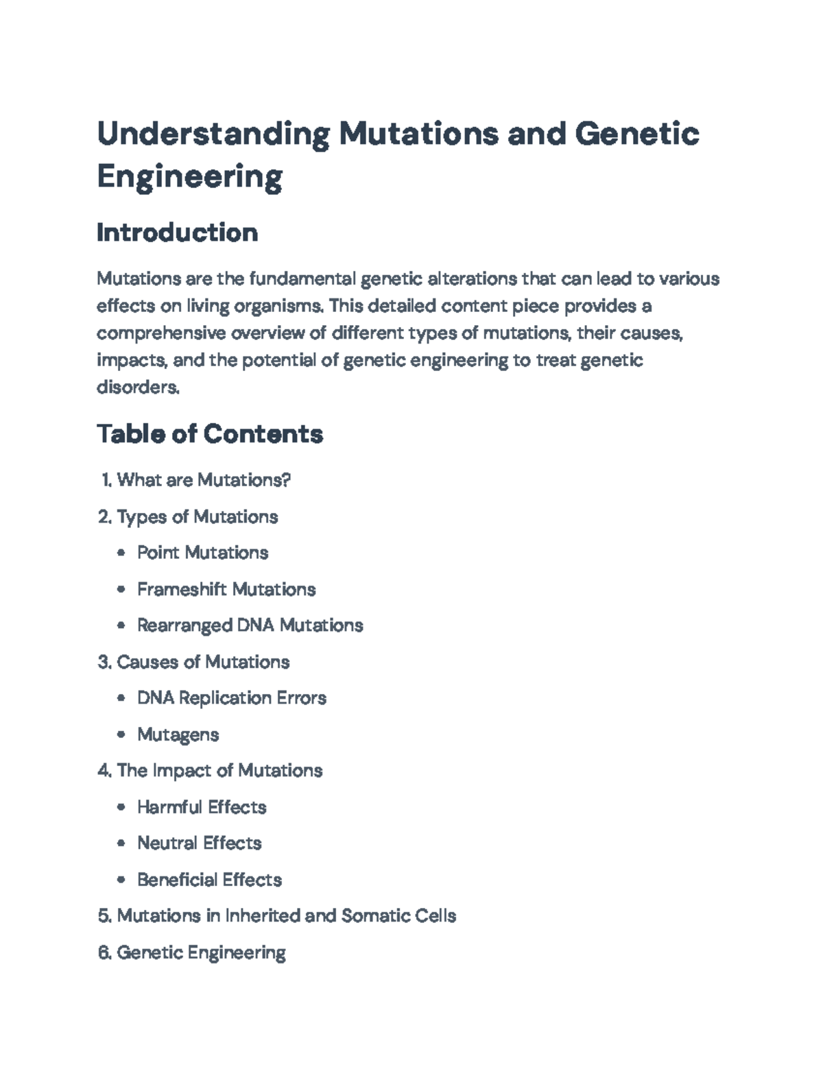 Understanding Mutations & Genetic Engineering (Bio 101 Lecture Notes ...