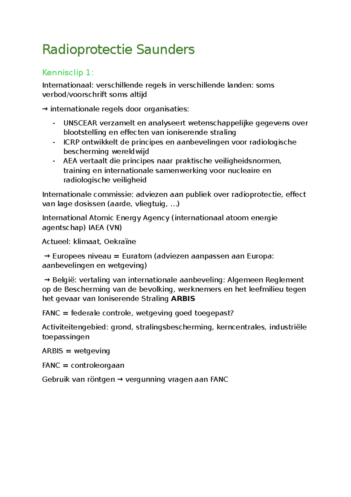 Radioprotectie Saunders Kennisclip: Internationale Regels en Praktijken ...