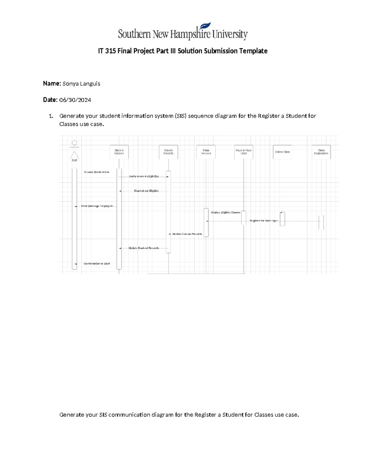 IT 315 Final Project Part I: Use Case Diagram & Analysis Guide - Studocu