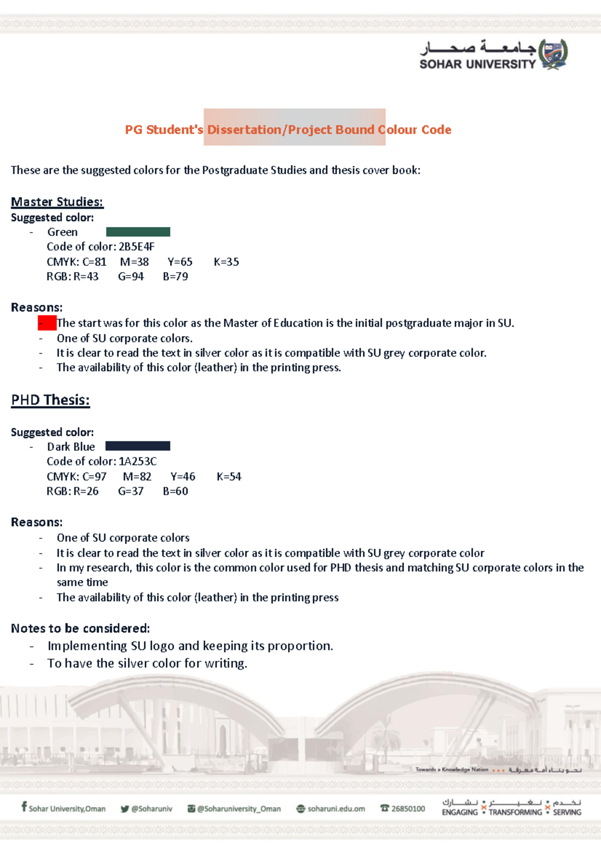 PG Bound Colour Code for Postgraduate Studies Criteria - Studocu