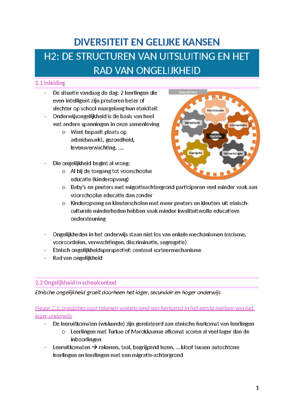 DIVERSITEIT EN GELIJKE KANSEN H2: STRUCTUREN VAN UITSLUITING EN ...