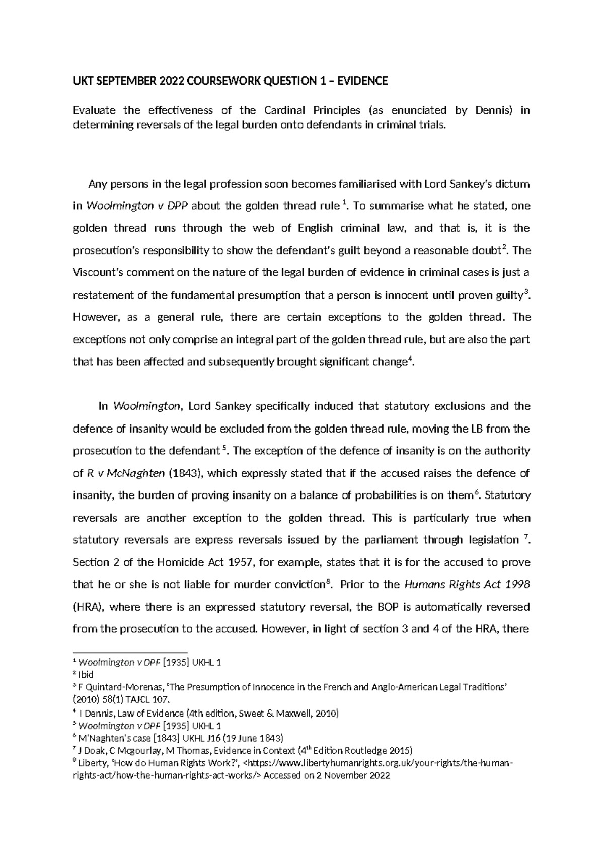 Reversal of Legal Burden in Criminal Trials: Evaluating Cardinal ...