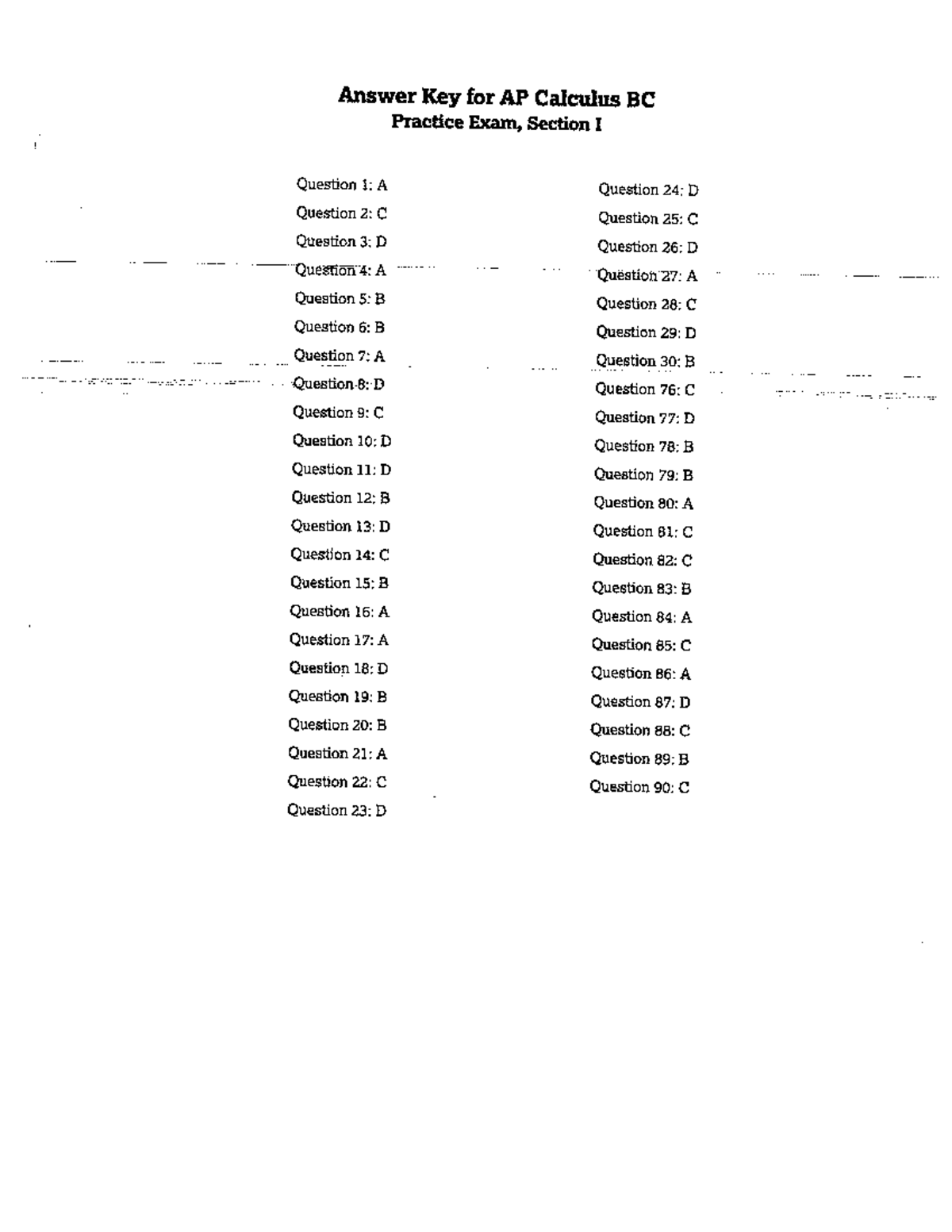 AP Calculus BC Mock Exam Answer Key and Scoring Guidelines - Studocu