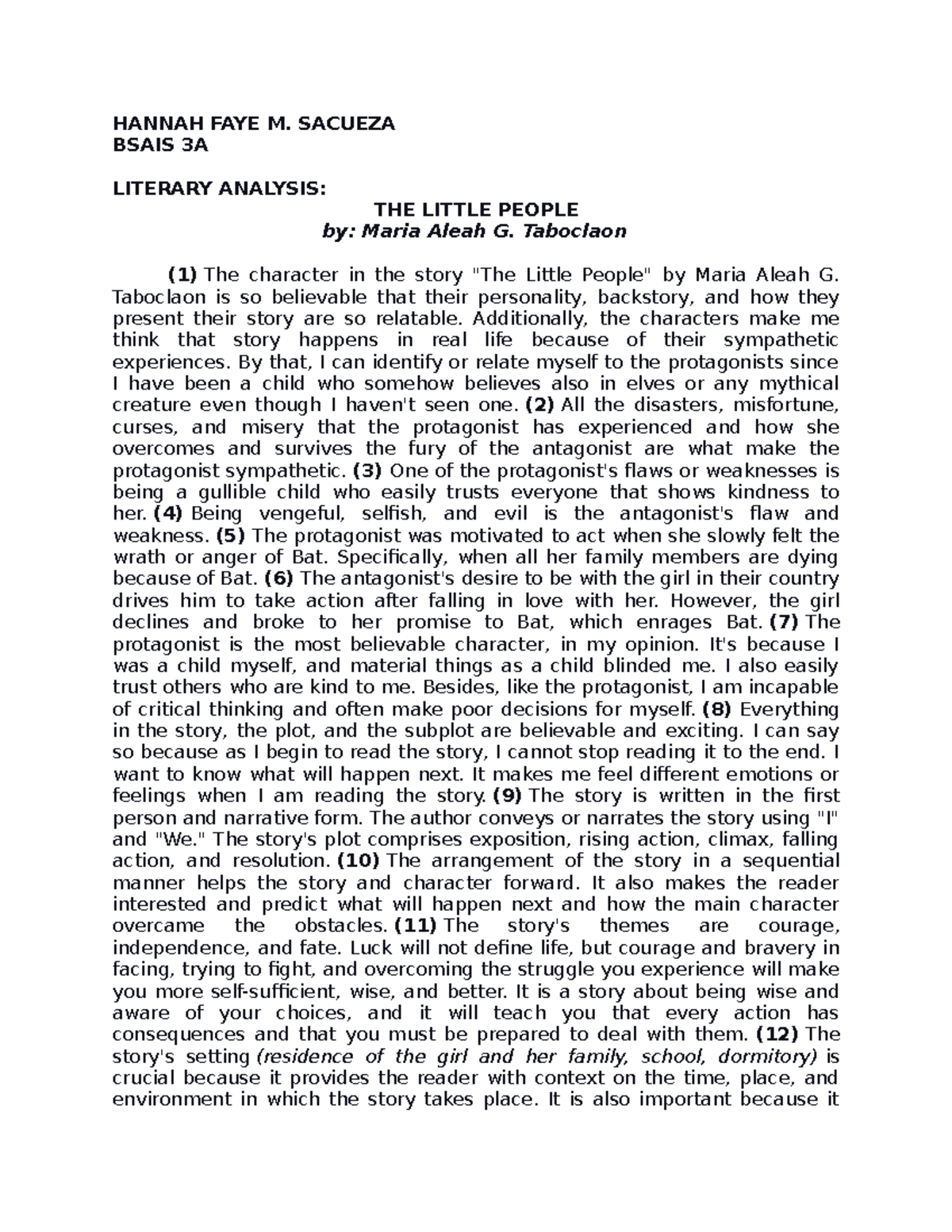 LIT 101 Midterm Exam: Analysis of 