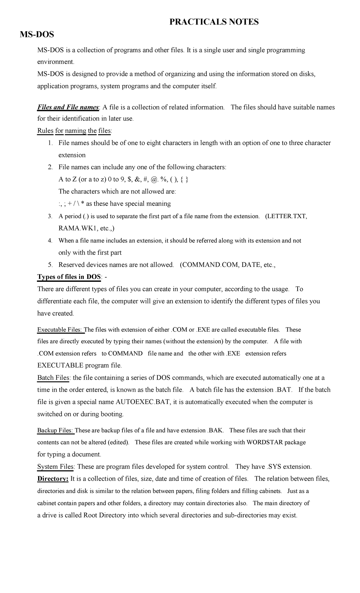 E. Practicals Notes on File Management and DOS Commands - Studocu