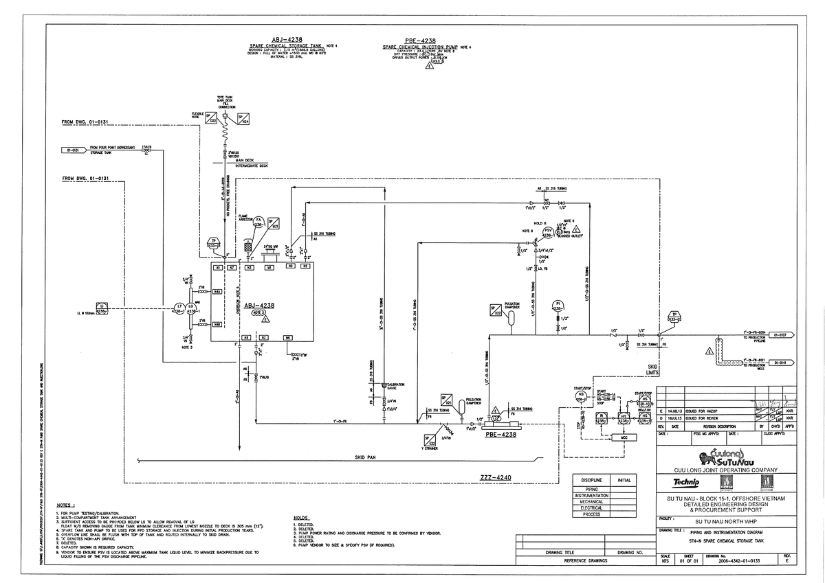 ABJ-4238 PBE-4238 P&ID for Spare Chemical Storage Tank Rev E - Studocu