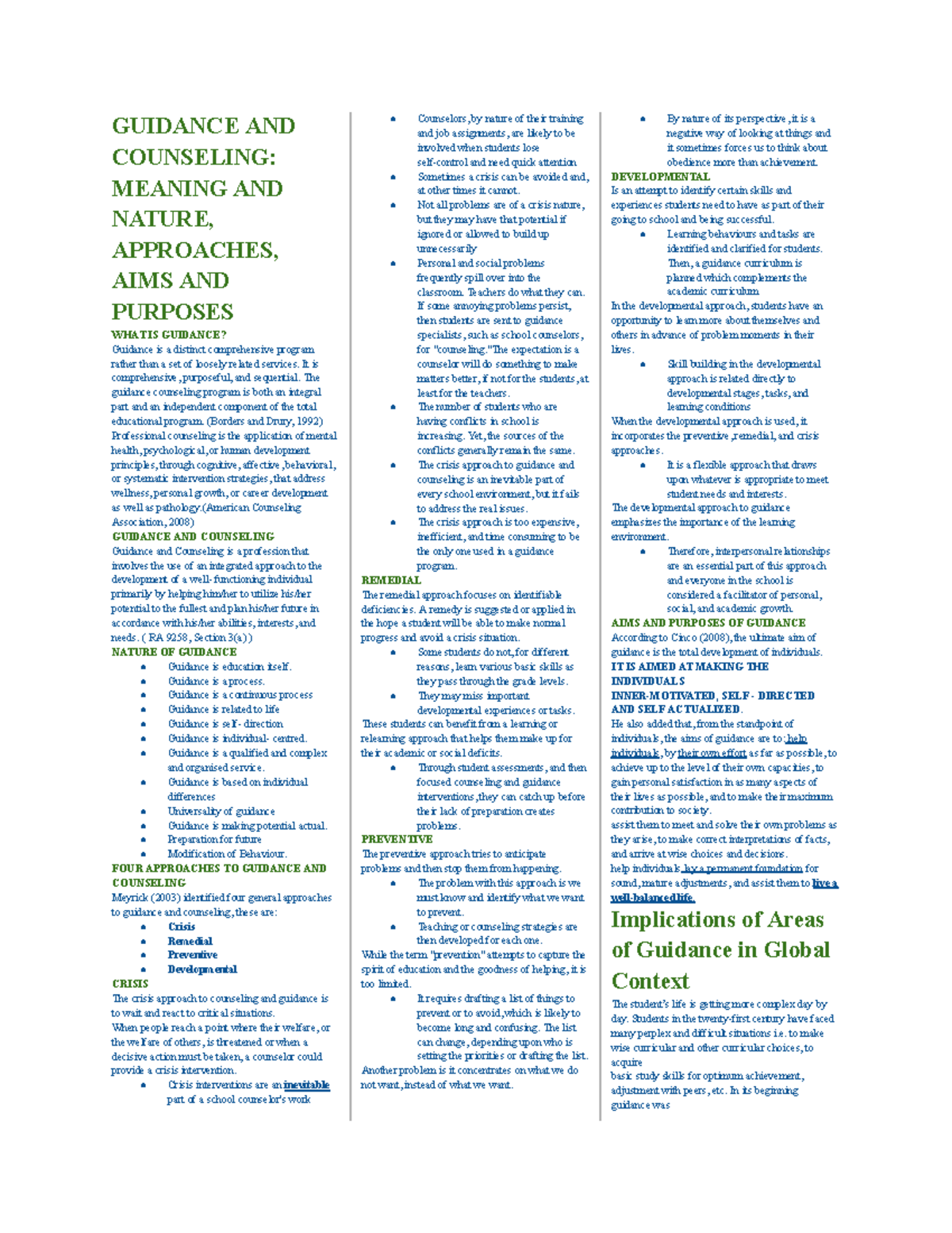 Guidance and Counseling: Meaning, Approaches, and Aims (Chapter 3 & 4 ...