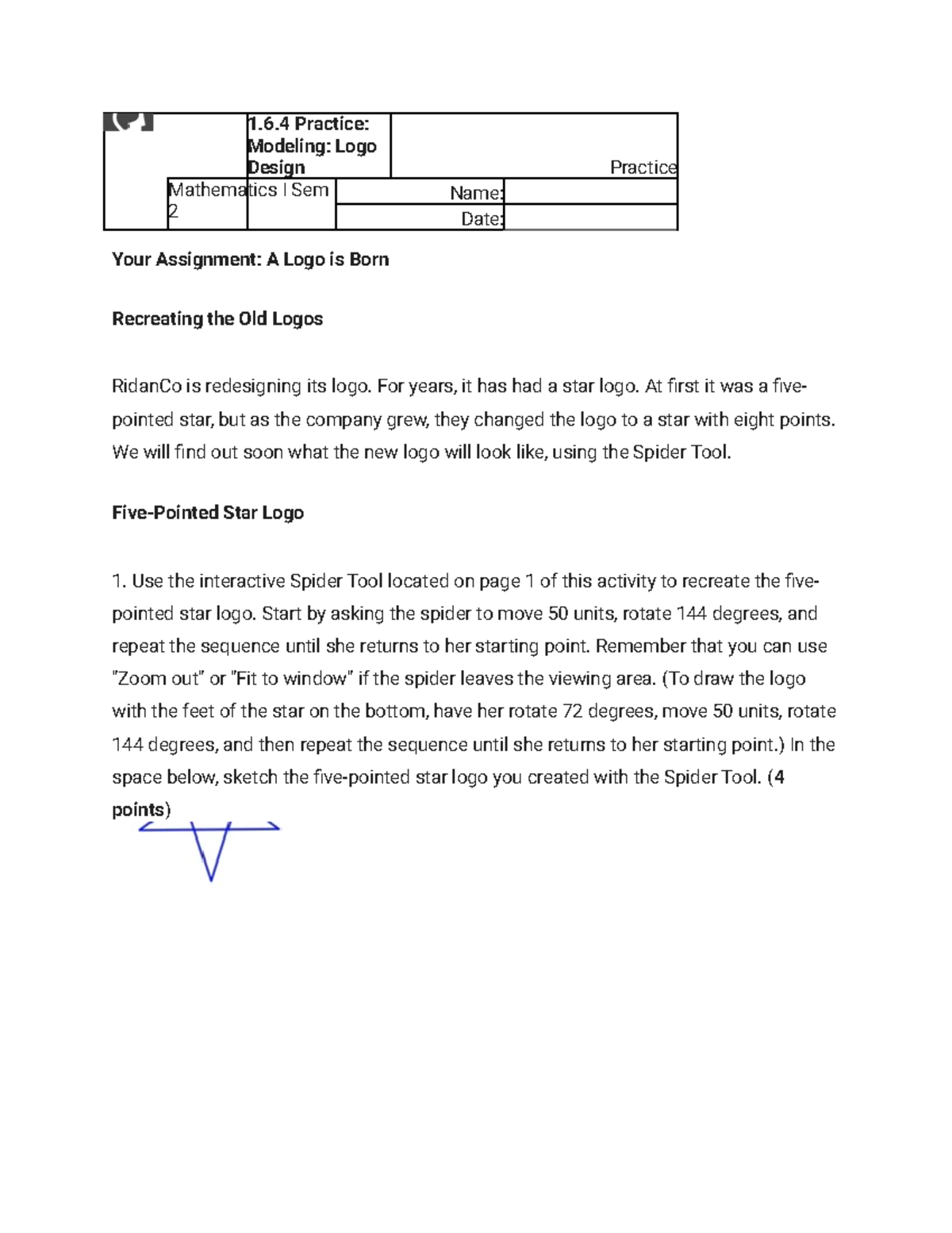 1.6.4 Practice - Logo Design Modeling in Mathematics I (1006004) - Studocu