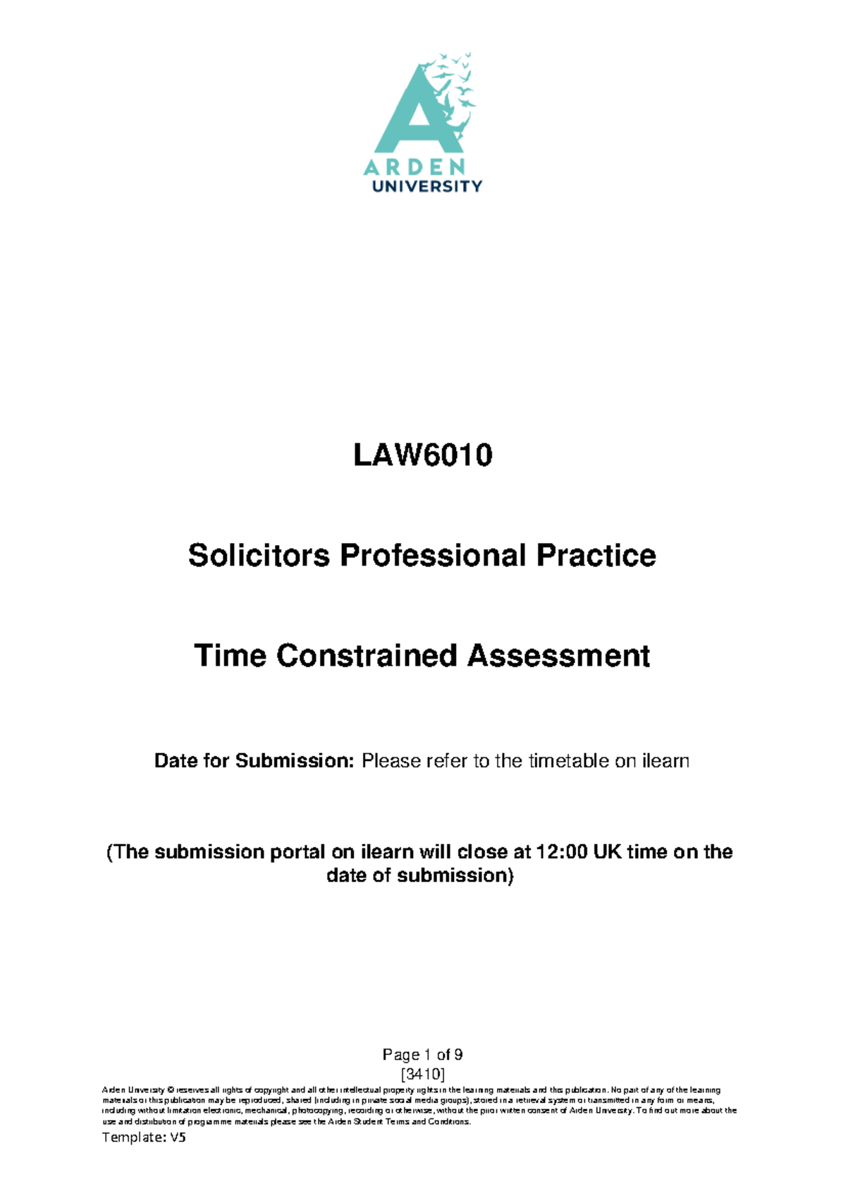 Solicitors Professional Practice Assessment - LAW6010 [3410] - Studocu