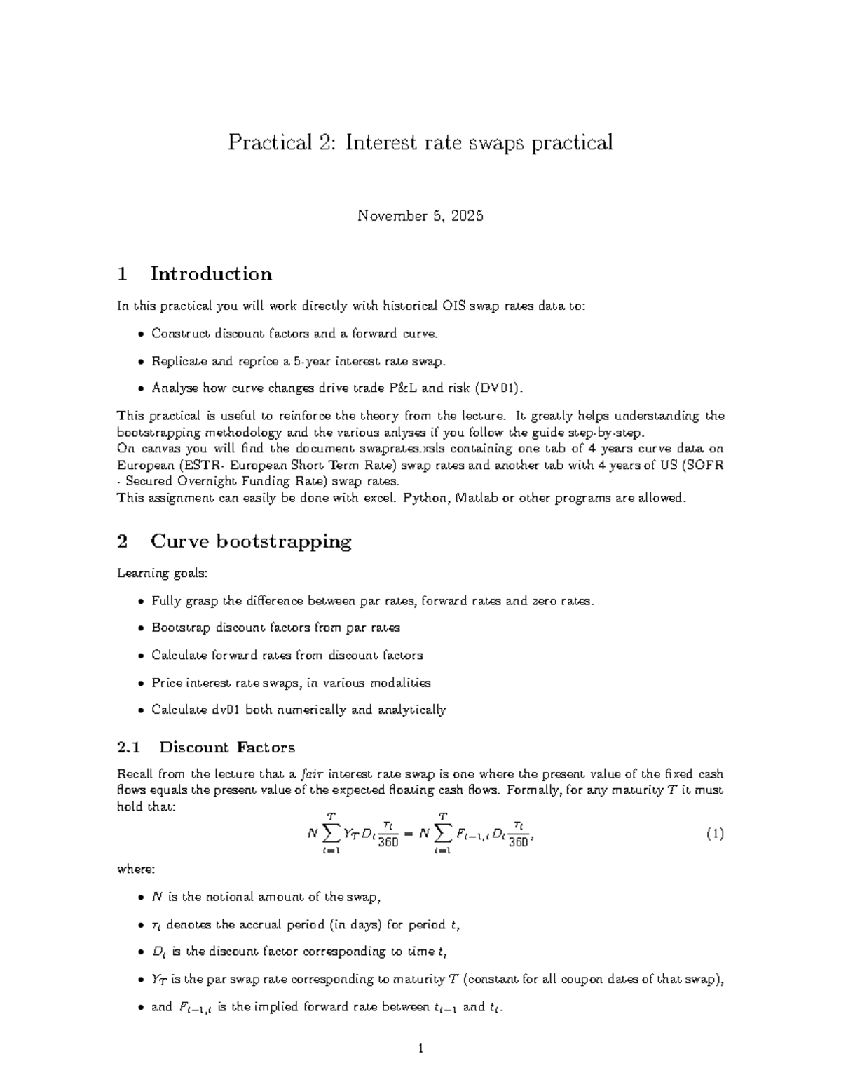 Practical 2: Interest Rate Swaps Bootstrapping Guide - Studeersnel