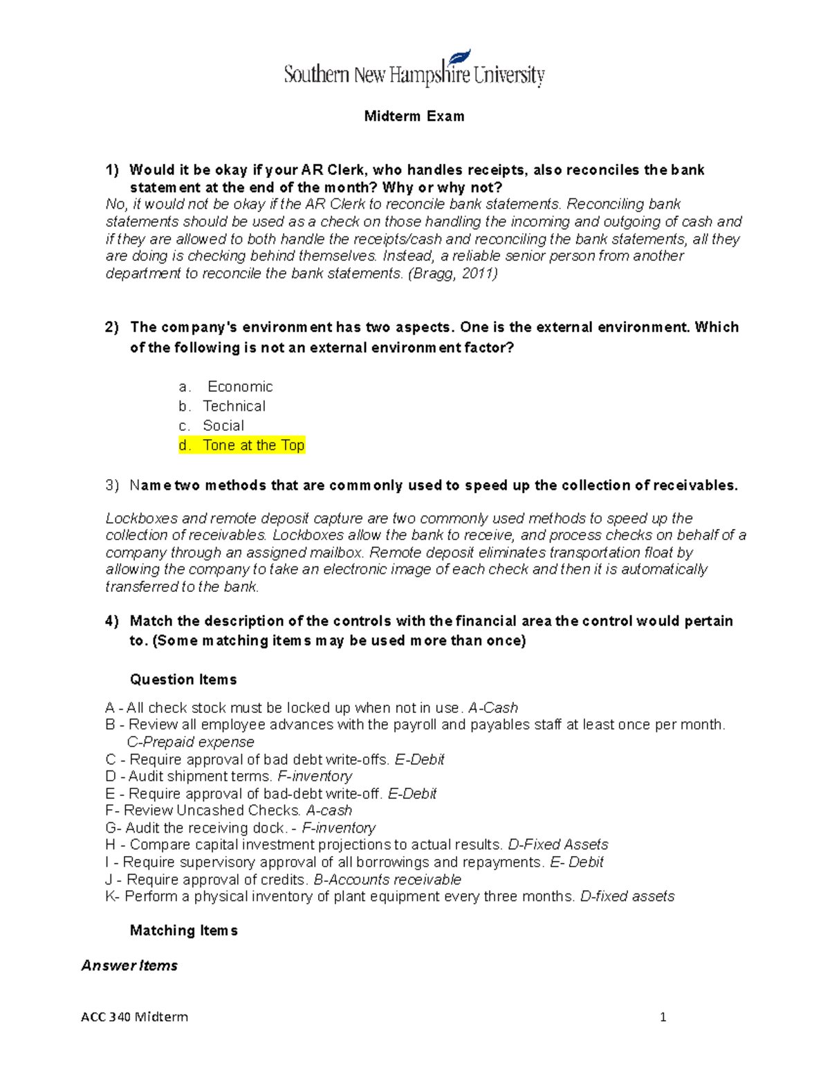 ACC 340 Midterm Exam Review: Key Topics and Questions - Studocu