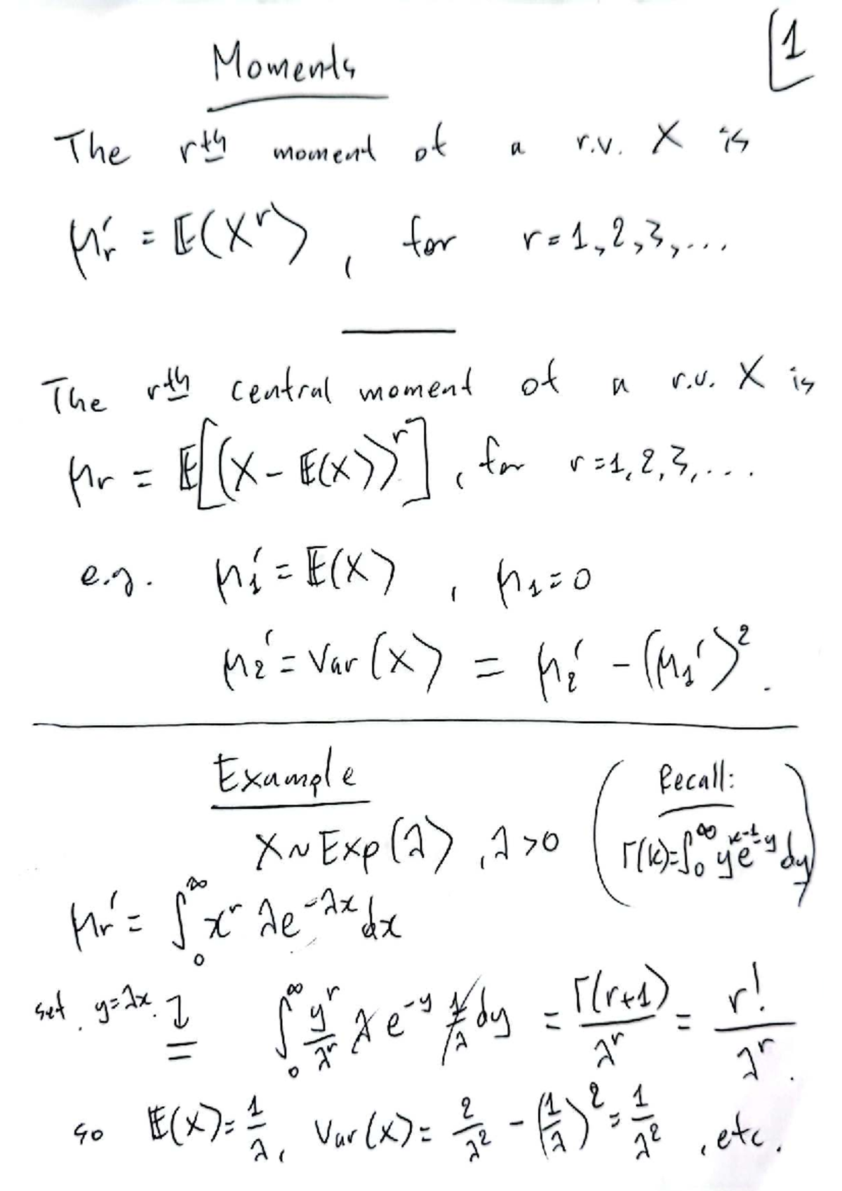 Lecture Notes W05 L02 - Week 5: Moments and Moment Generating Functions ...