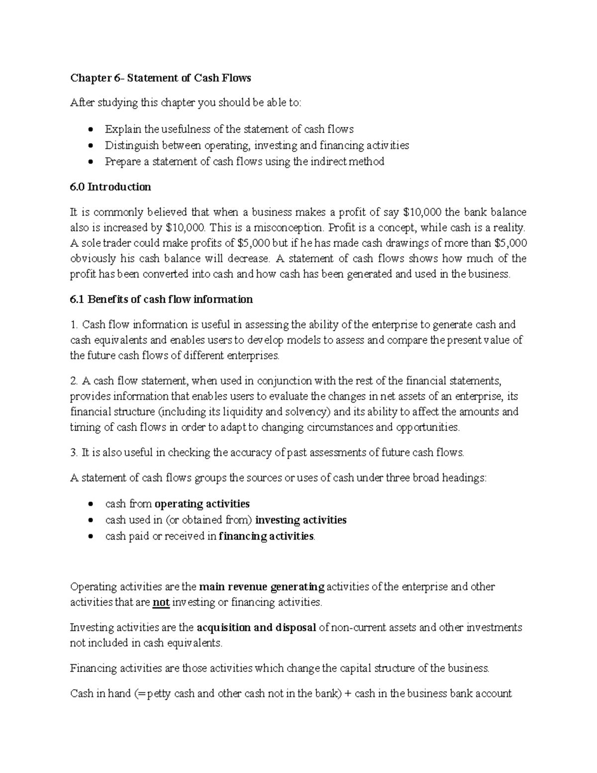 Chapter 6: Preparing the Statement of Cash Flows - AFC101 Analysis ...