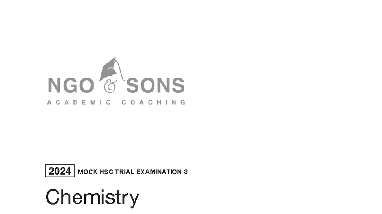 2024 HSC Trial Exam Paper 3 Chemistry General Instructions and ...