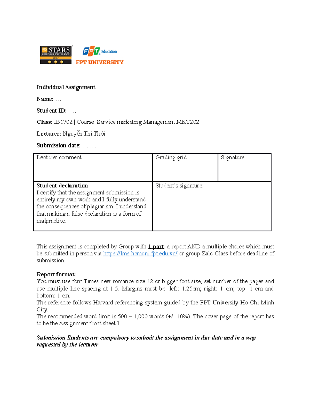Individual Assignment Template - Individual Assignment Name ...