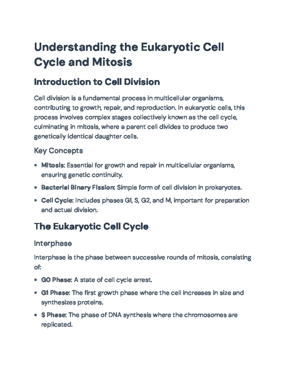 Understanding Eukaryotic Cell Division: Mitosis & Cell Cycle Overview ...