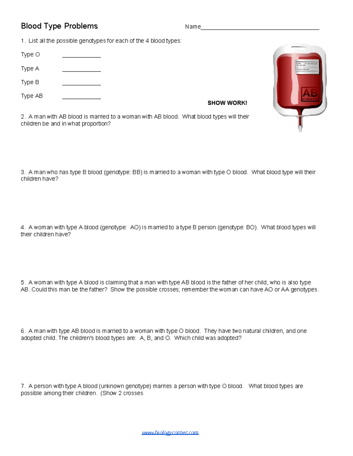 Blood Typing Problems: Genotypes & Inheritance Scenarios - Studocu