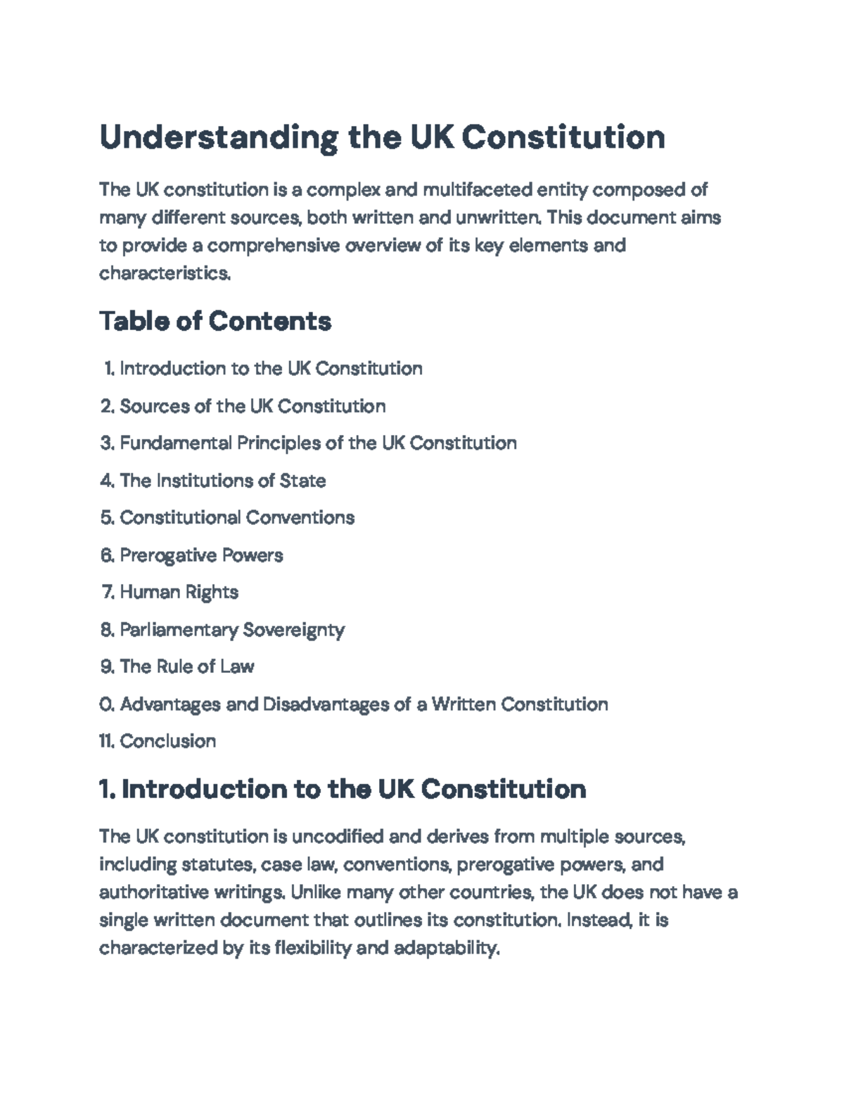 UK Constitution Overview: Key Elements & Principles (Course Code) - Studocu