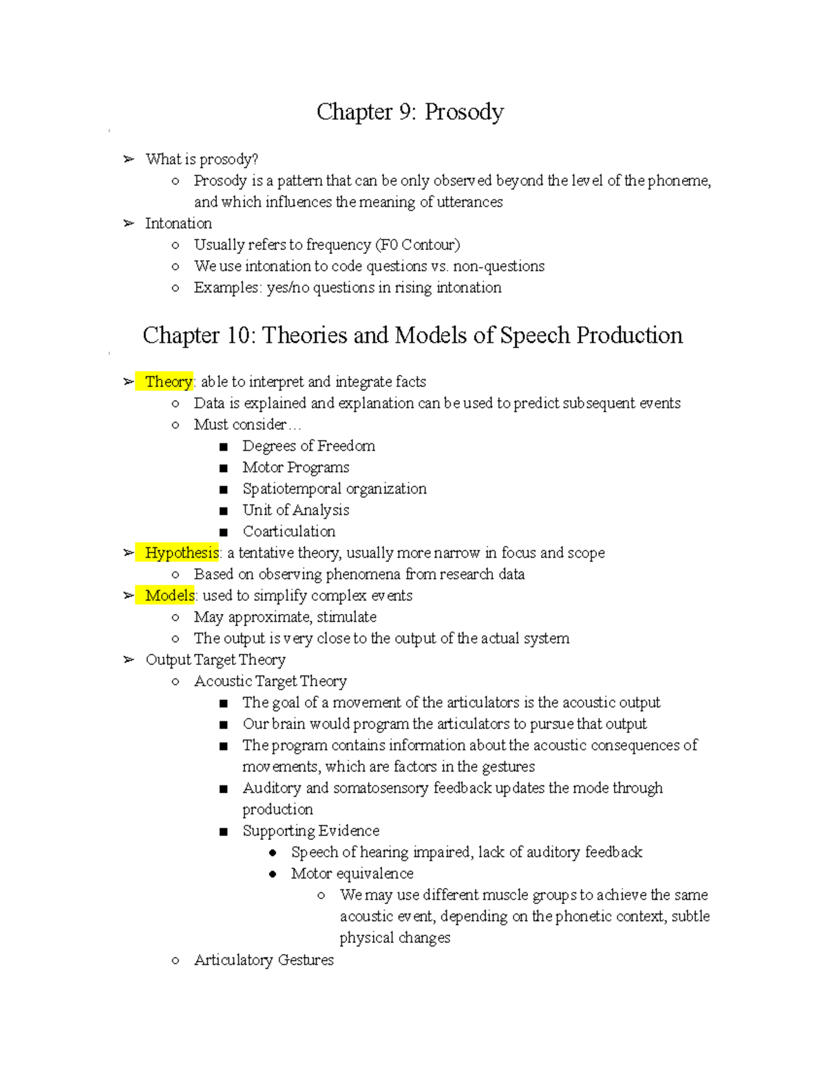 SPCH 2010: Exam 4 Final Review - Prosody & Speech Production Theories ...
