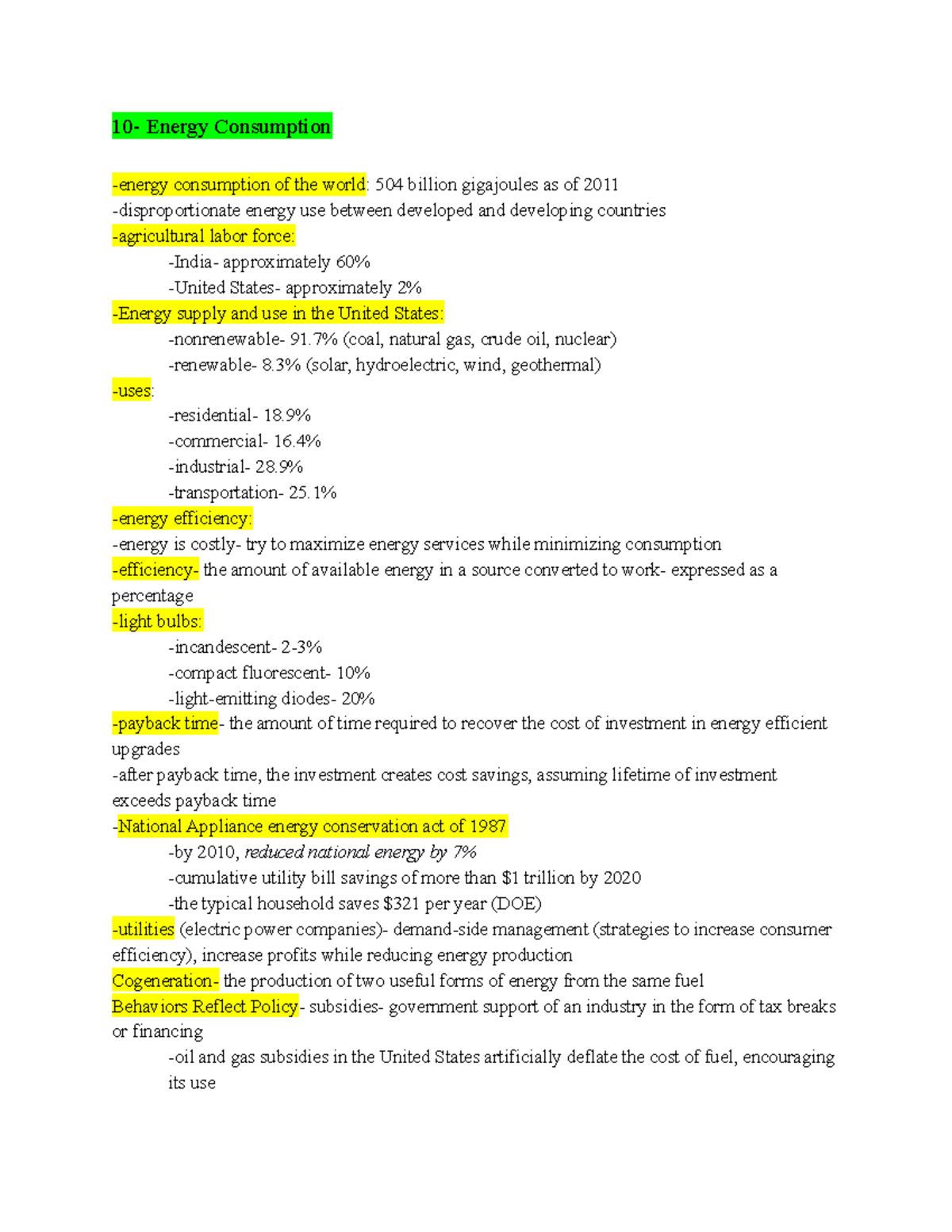 ENV 101: Final Exam Notes on Energy, Water, and Soil Resources - Studocu