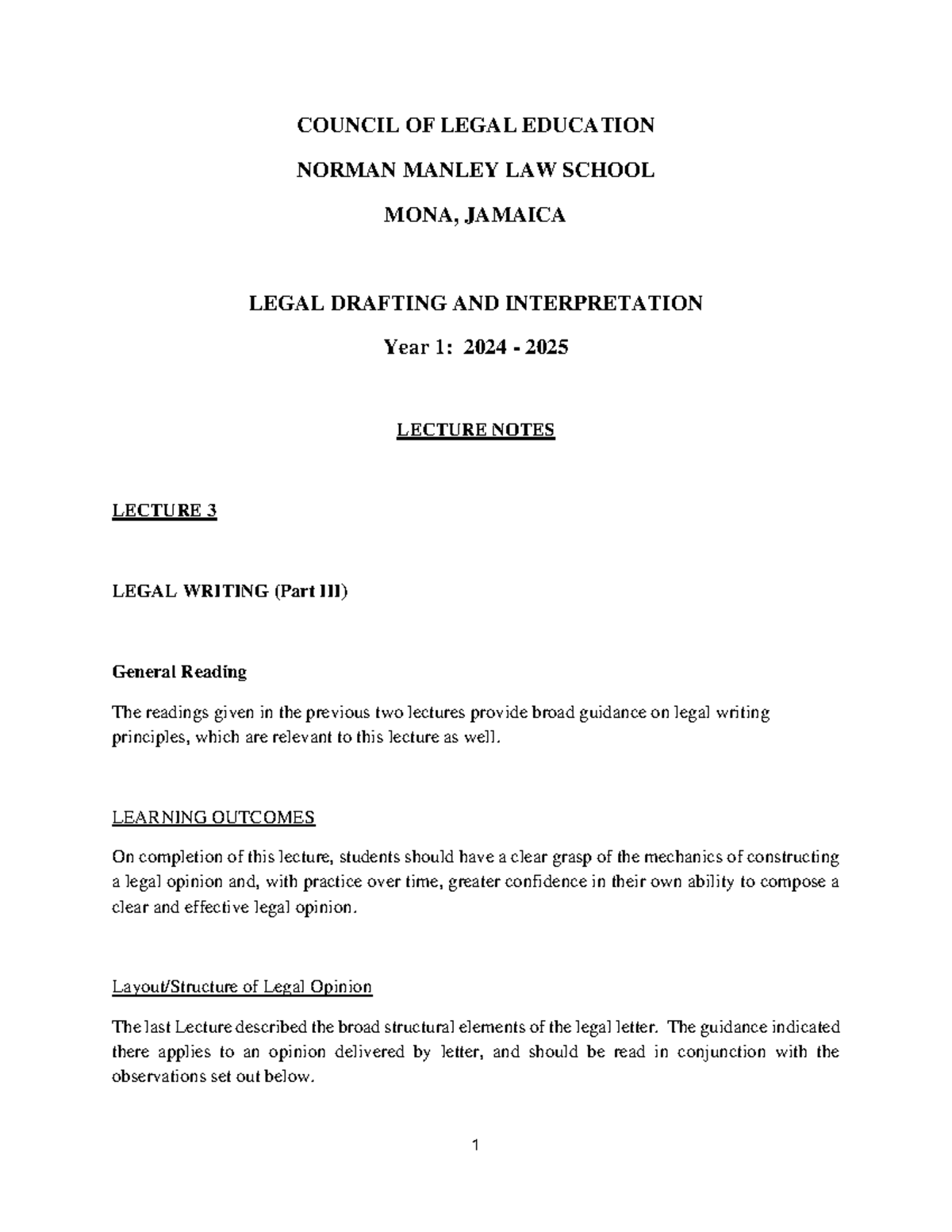 Legal Drafting & Interpretation LECT Notes 3: Legal Writing Pt. III ...