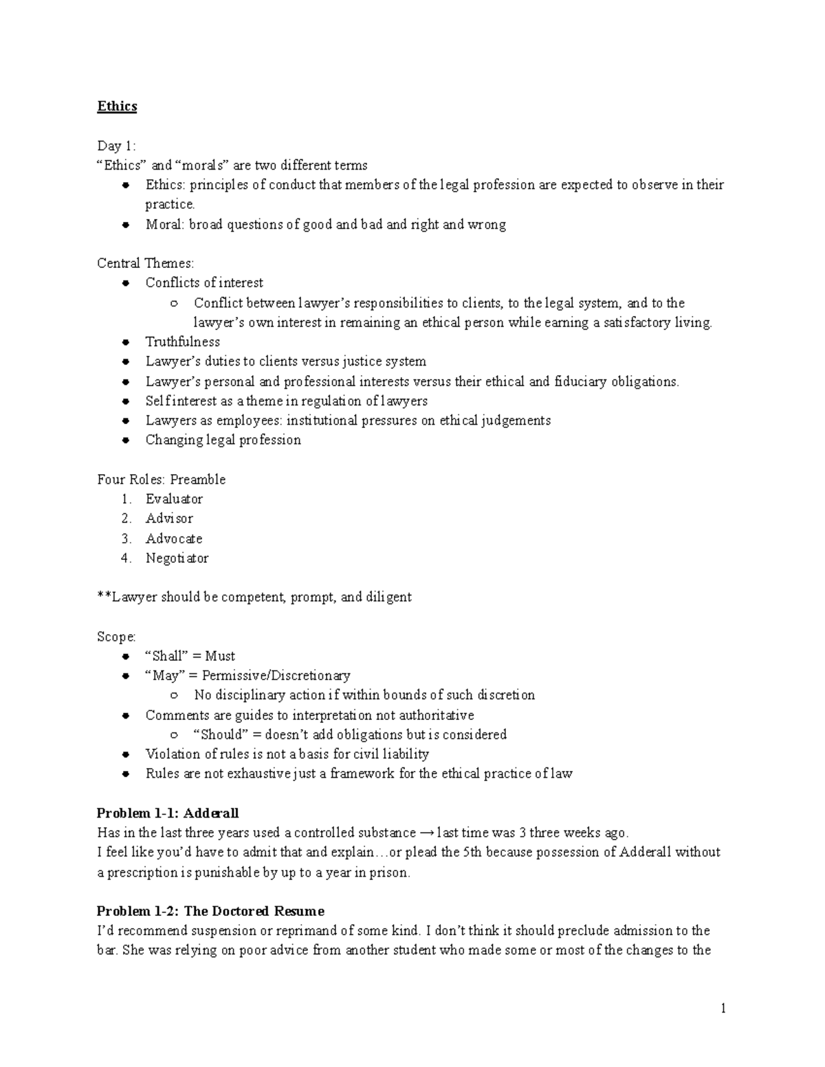 Ethics Notes: Key Principles and Case Studies in Legal Conduct - Studocu